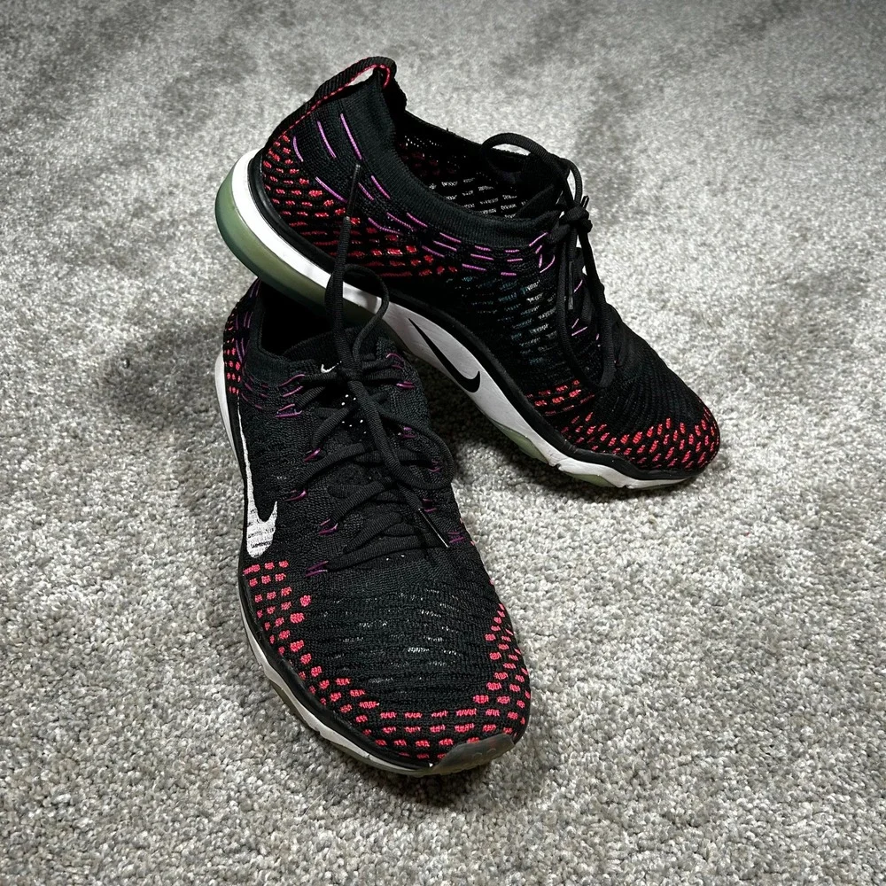 Nike Zoom Fearless Flyknit Womens Training Shoes Black Pink 850426-006 Size 9